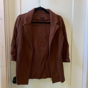 Xs Quince heather brown organic if cotton sweater blazer